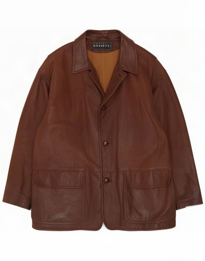 Fratelli Rossetti Mens Leather Coat IT 56 3XL Brown