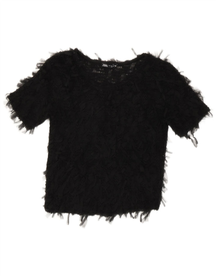 Zara ženska kratka prozirna bluza UK 8 Mala crna
