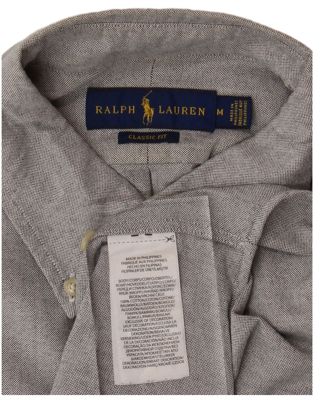 RALPH LAUREN Muška klasična košulja kratkih rukava, srednje sivi pamuk