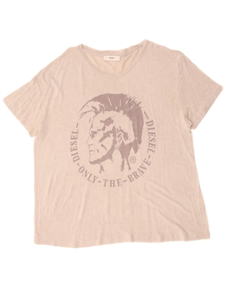 Diesel Ženska majica kratkih rukava s grafičkim motivima UK 18 XL Bež Classic