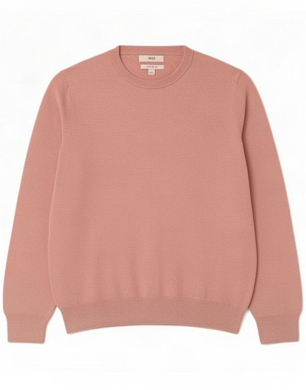 Marks & Spencer Mens Crew Neck Jumper Sweater Large Pink Cotton