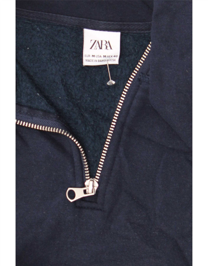 Zara muška majica s izrezom s patentnim zatvaračem Srednji tamnoplavi poliester