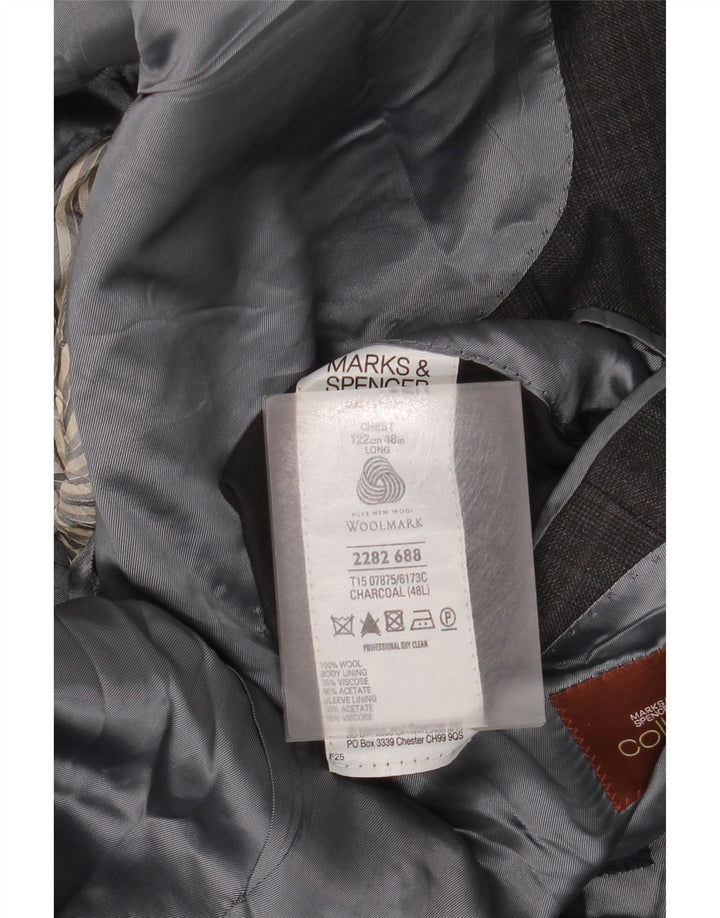 Marks & Spencer muška duga jakna sako s 3 gumba UK 48 2XL sivi karirani