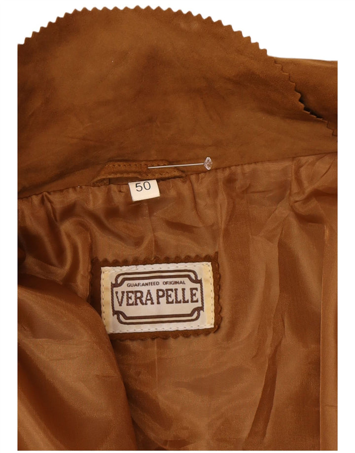 Vintage ženski preveliki kaput od brušene kože IT 50 XL smeđa koža