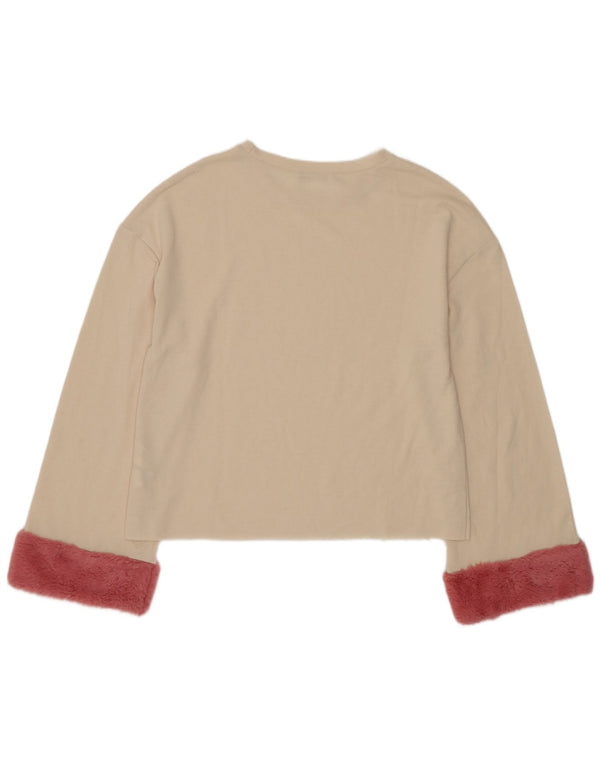 Zara Womens Oversized Top Long Sleeve UK 10 Small Beige Colourblock