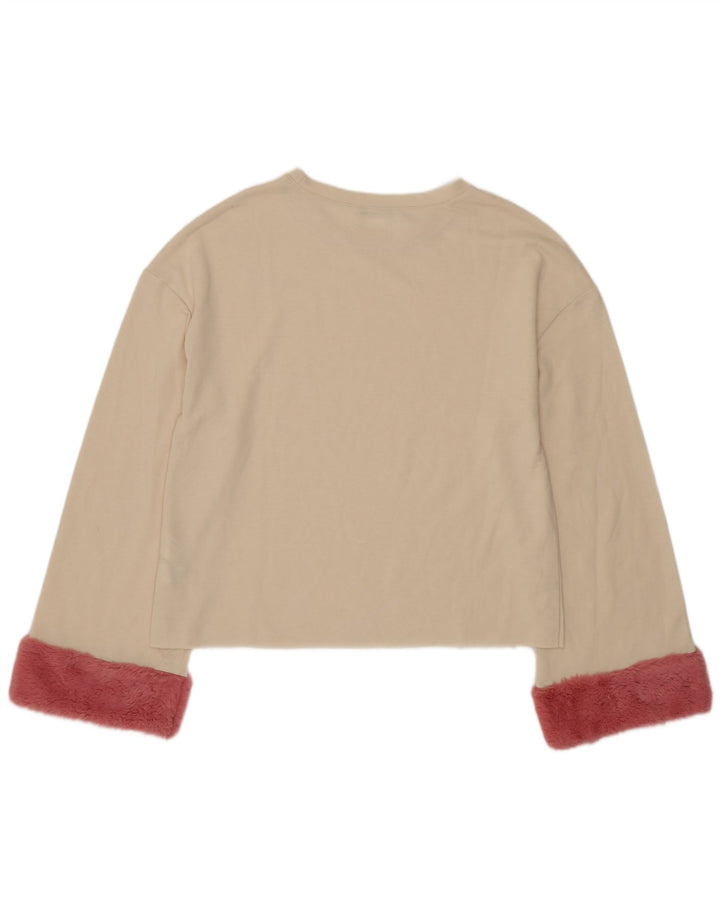 Zara ženska prevelika majica dugih rukava UK 10 Small Beige Colourblock
