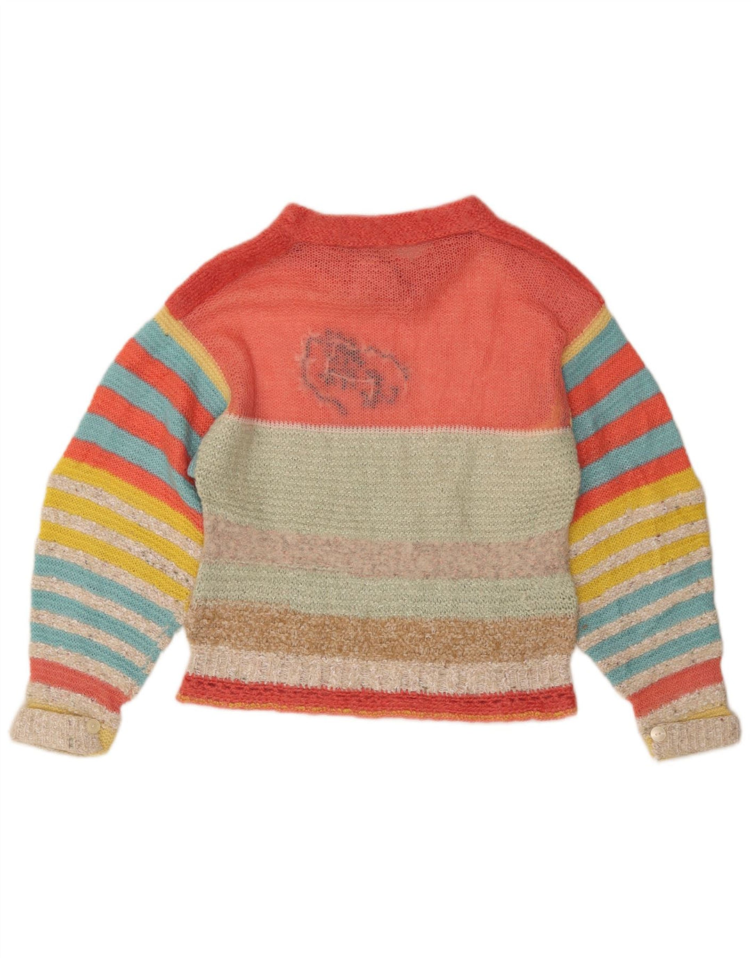 VINTAGE ženski džemper s morskim izrezom UK 14 Srednje višebojan