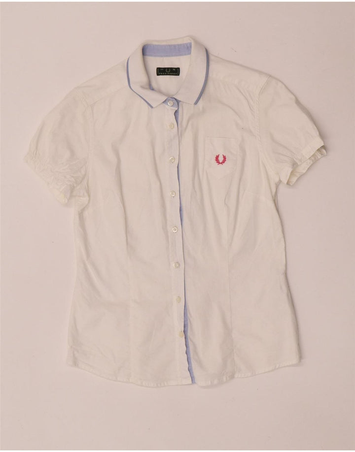 Fred Perry ženska majica kratkih rukava standardnog kroja UK 12 Srednje bijeli pamuk