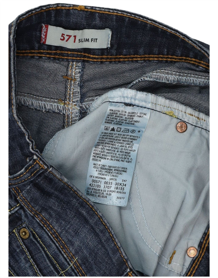 LEVI'S Ženske 571 uske traperice W30 L34 tamnoplavi pamuk