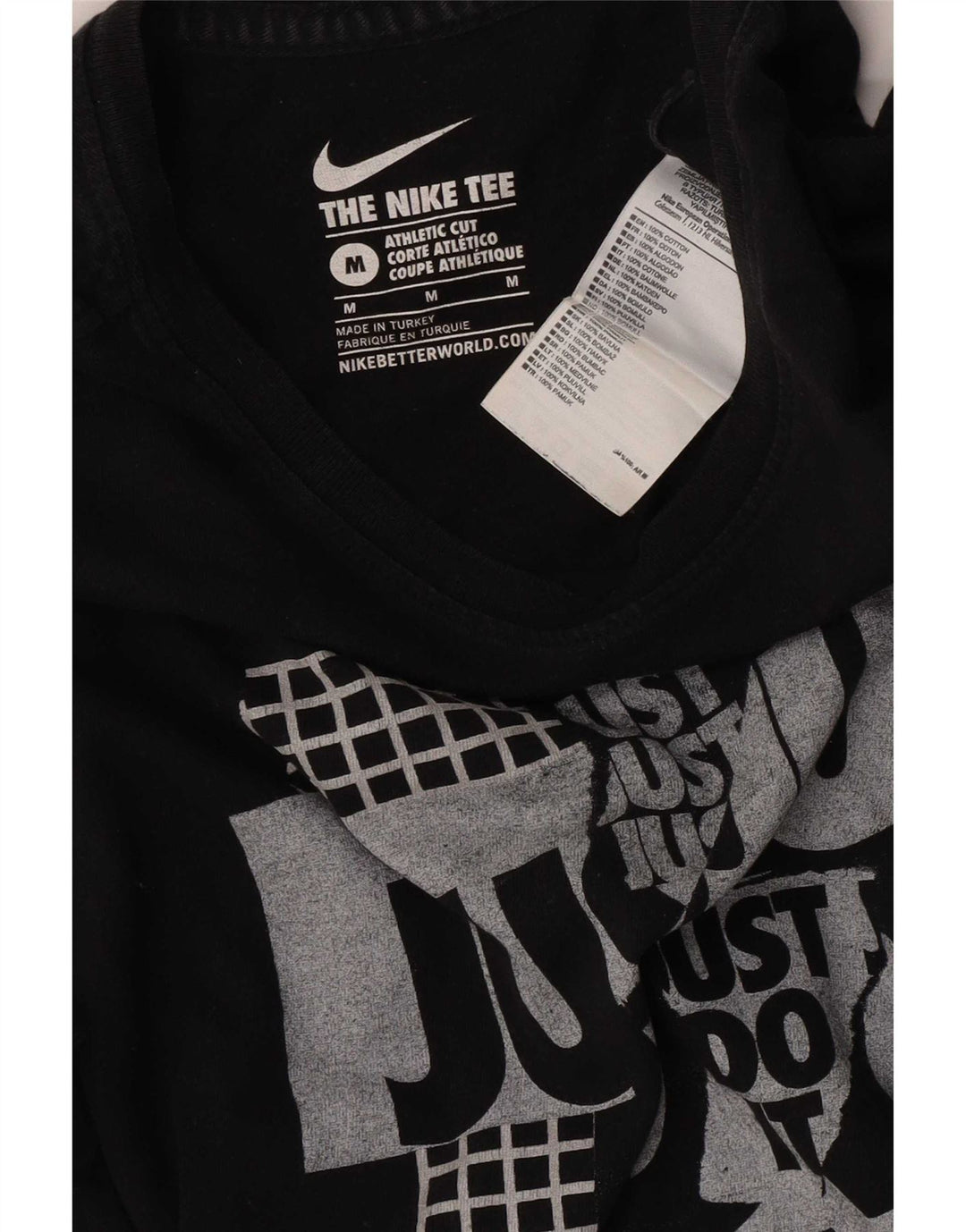 Nike muška majica atletskog kroja srednje crne boje pamuka