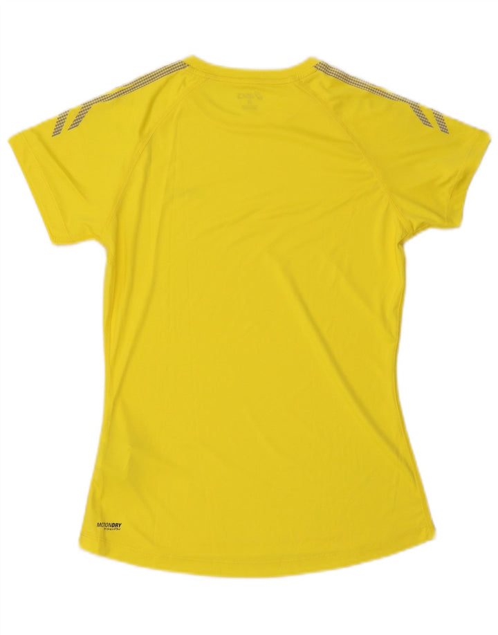 ASICS Womens Motion Dry T-Shirt Top UK 10 Small Yellow Spotted Polyester
