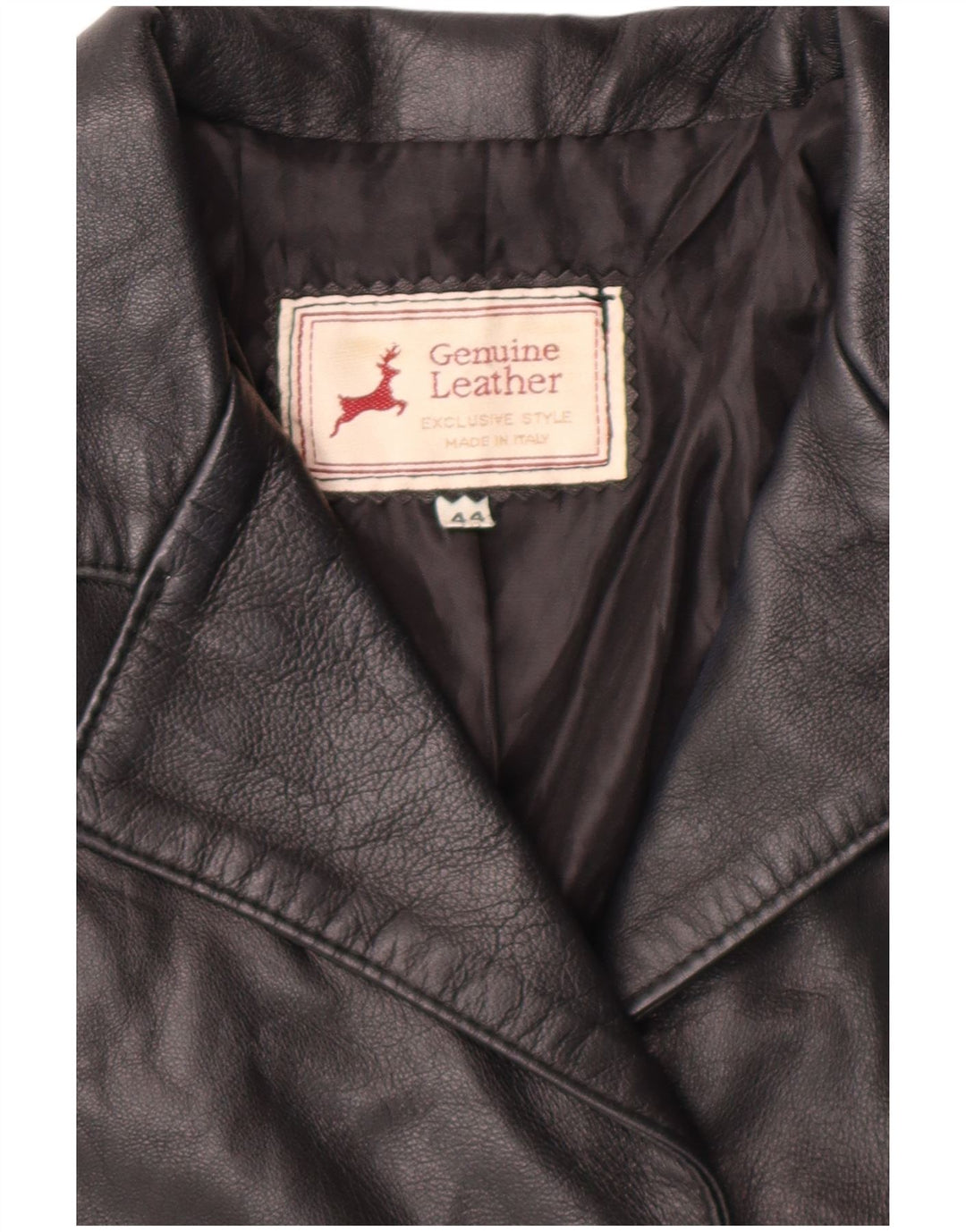 VINTAGE Womens Leather 3 Button Blazer Jacket IT 44 Medium Black Leather