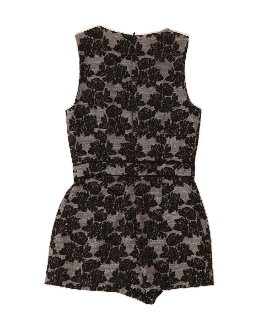 WAREHOUSE Womens Sleeveless Playsuit UK 8 Small  Grey Floral Polyester Vintage Warehouse and Second-Hand Warehouse from Messina Hembry 