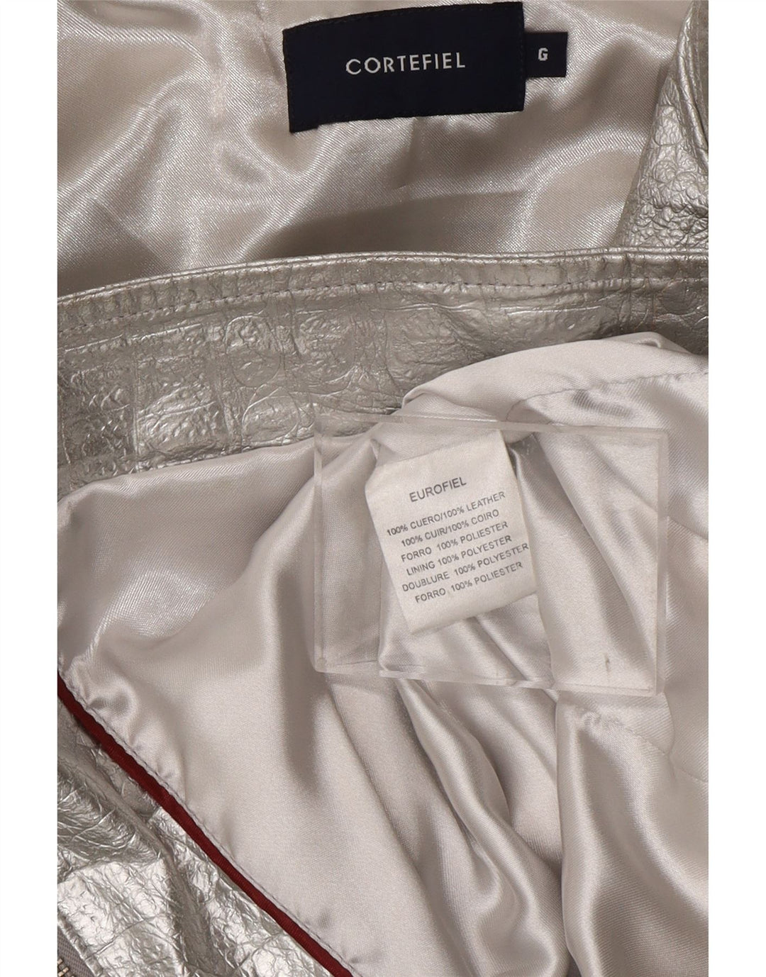 CORTEFIEL ženska kožna jakna UK 12 srednje srebrne kože