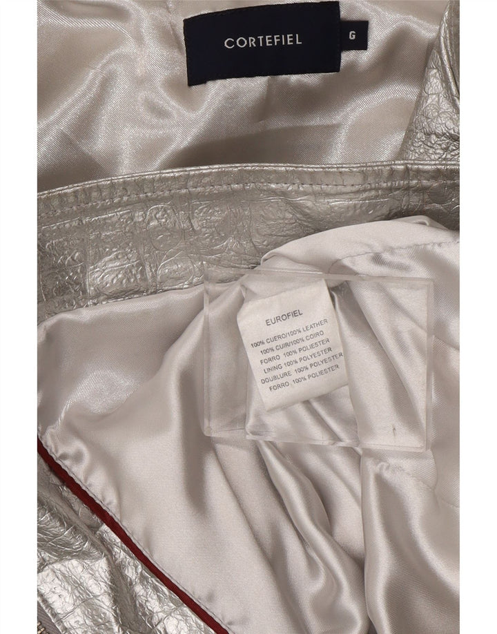 CORTEFIEL ženska kožna jakna UK 12 srednje srebrne kože
