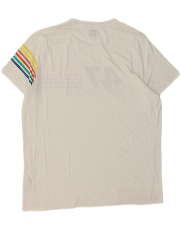 WRANGLER Mens Graphic T-Shirt Top XL White Striped Cotton
