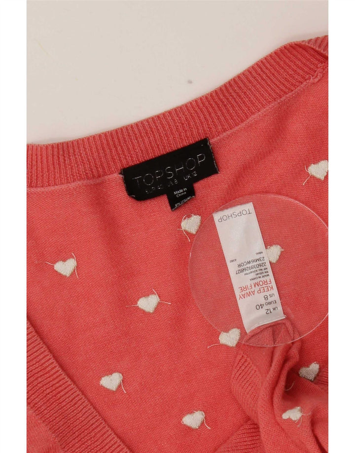 Topshop ženski džemper s apstraktnim uzorkom UK 12 Srednje ružičasto srce