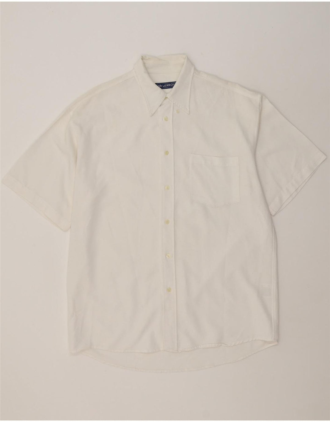 LERROS Mens Short Sleeve Shirt Large White Viscose Vintage Lerros and Second-Hand Lerros from Messina Hembry 