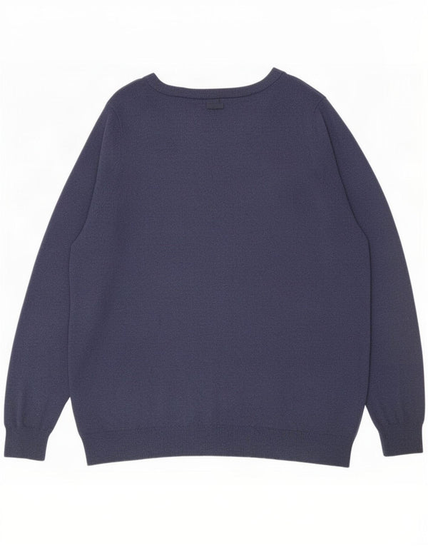 Marks & Spencer Womens Graphic Boat Neck Jumper Sweater UK 20 2XL Navy Blue