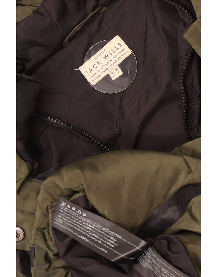 Jack Wills Ženska podstavljena jakna s kapuljačom UK 10 Mali kaki prugasti poliester