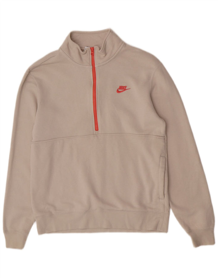 Nike muška trenirka s izrezom na patentni zatvarač srednje bijele boje pamuka