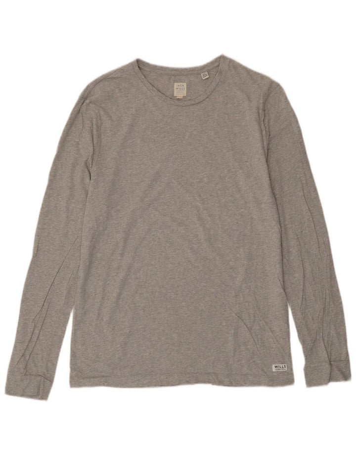 JACK WILLS Muška majica dugih rukava, srednje sivi pamuk
