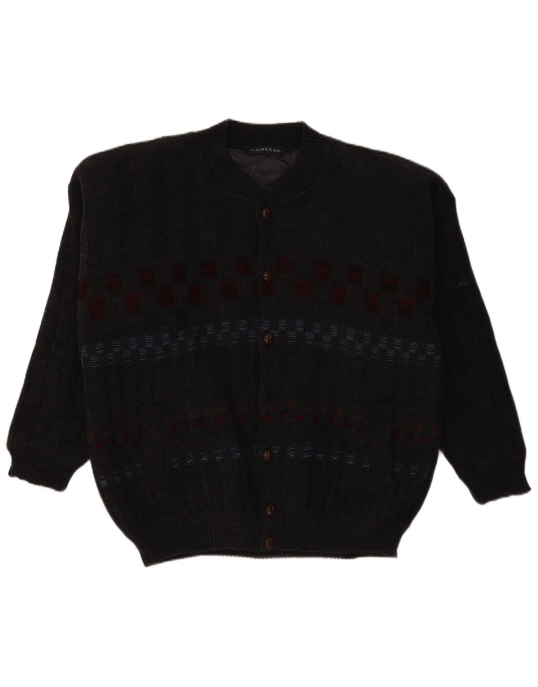 FINNEGAN muški kardigan pulover veliki sivi geometrijski akril