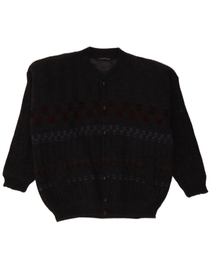 FINNEGAN muški kardigan pulover veliki sivi geometrijski akril