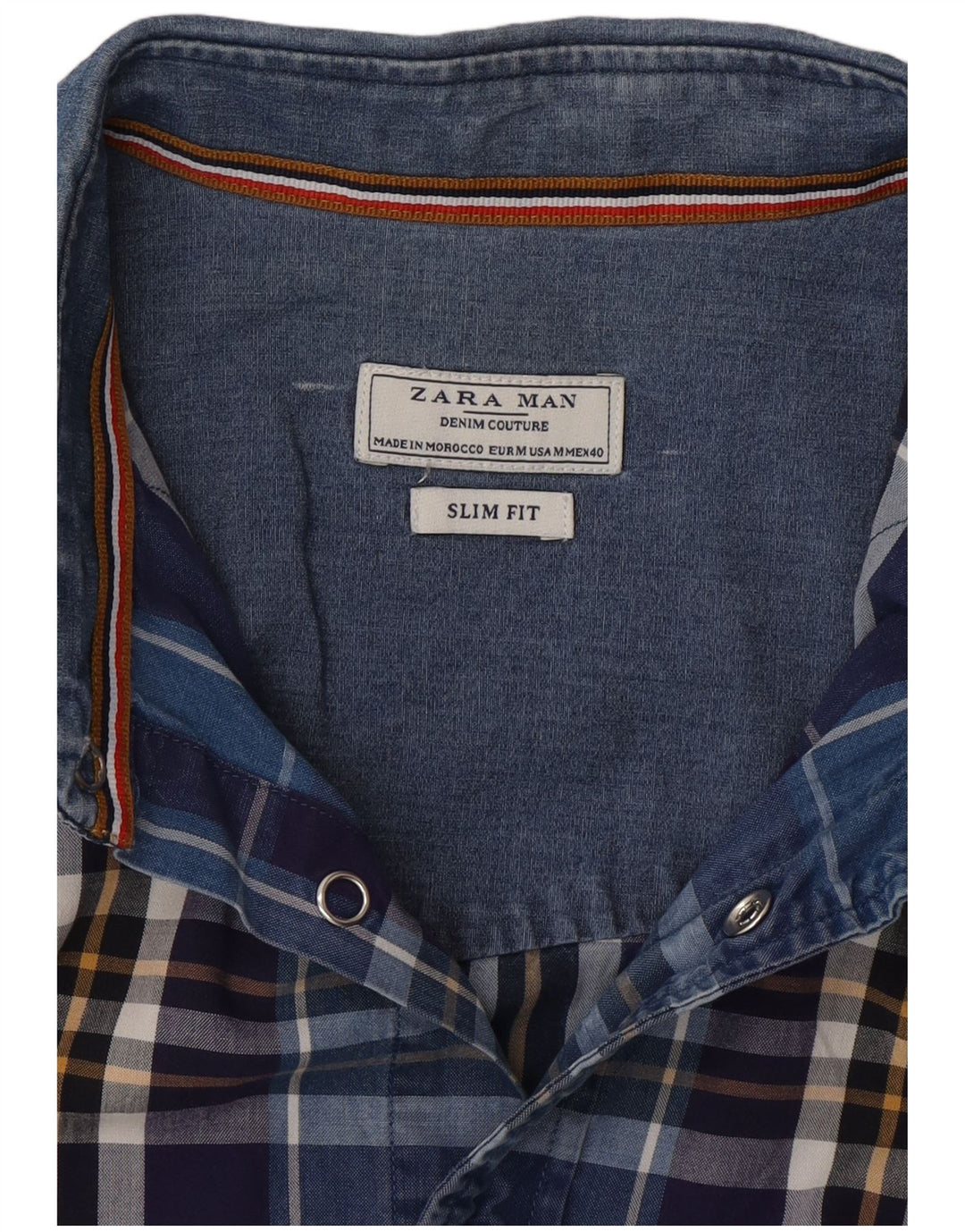ZARA Mens Slim Fit Shirt Medium Blue Check