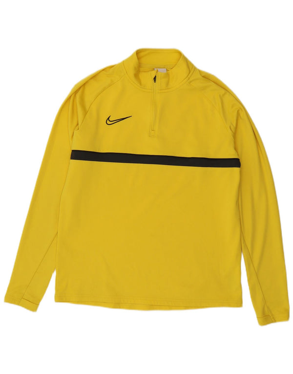 Nike Dri Fit majica s izrezom i puloverom, gornji dio srednje žute boje