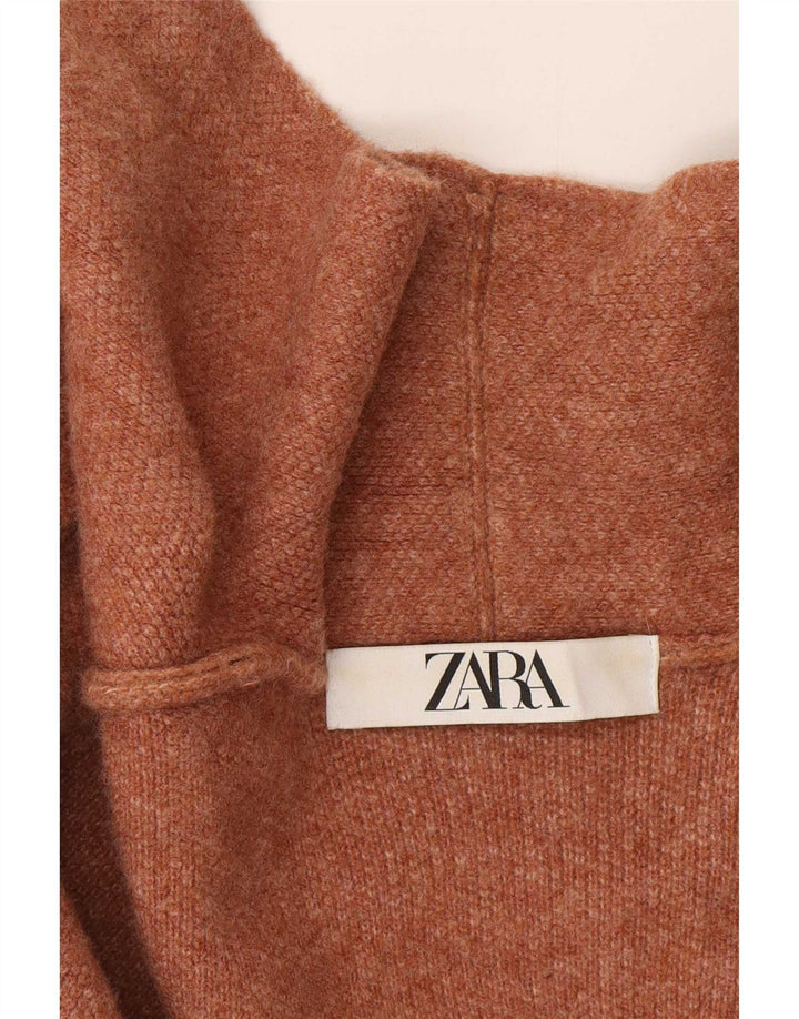 Zara ženski dugi otvoreni kardigan pulover UK 14 srednje bež vune