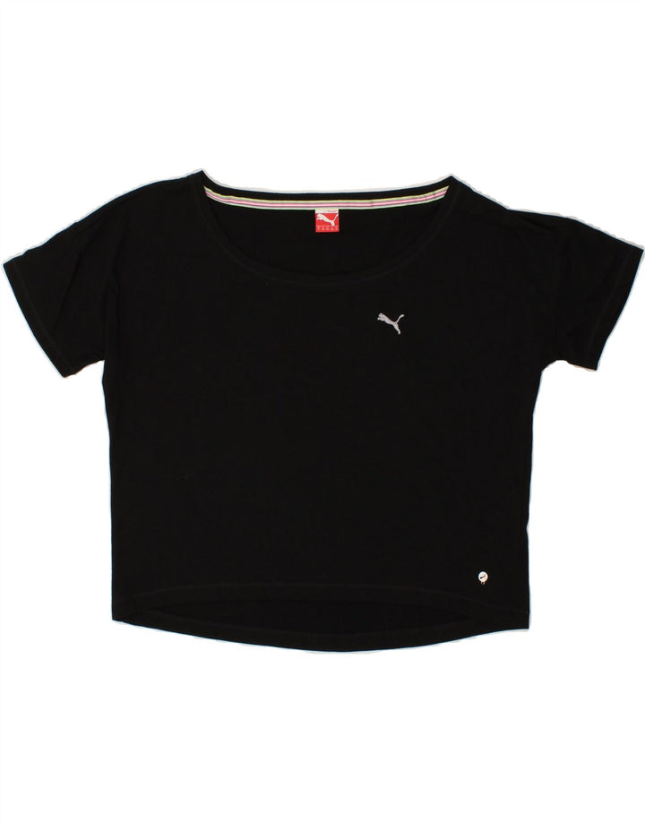 PUMA Womens Oversized Crop T-Shirt Top UK 10 Small Black Vintage Puma and Second-Hand Puma from Messina Hembry 