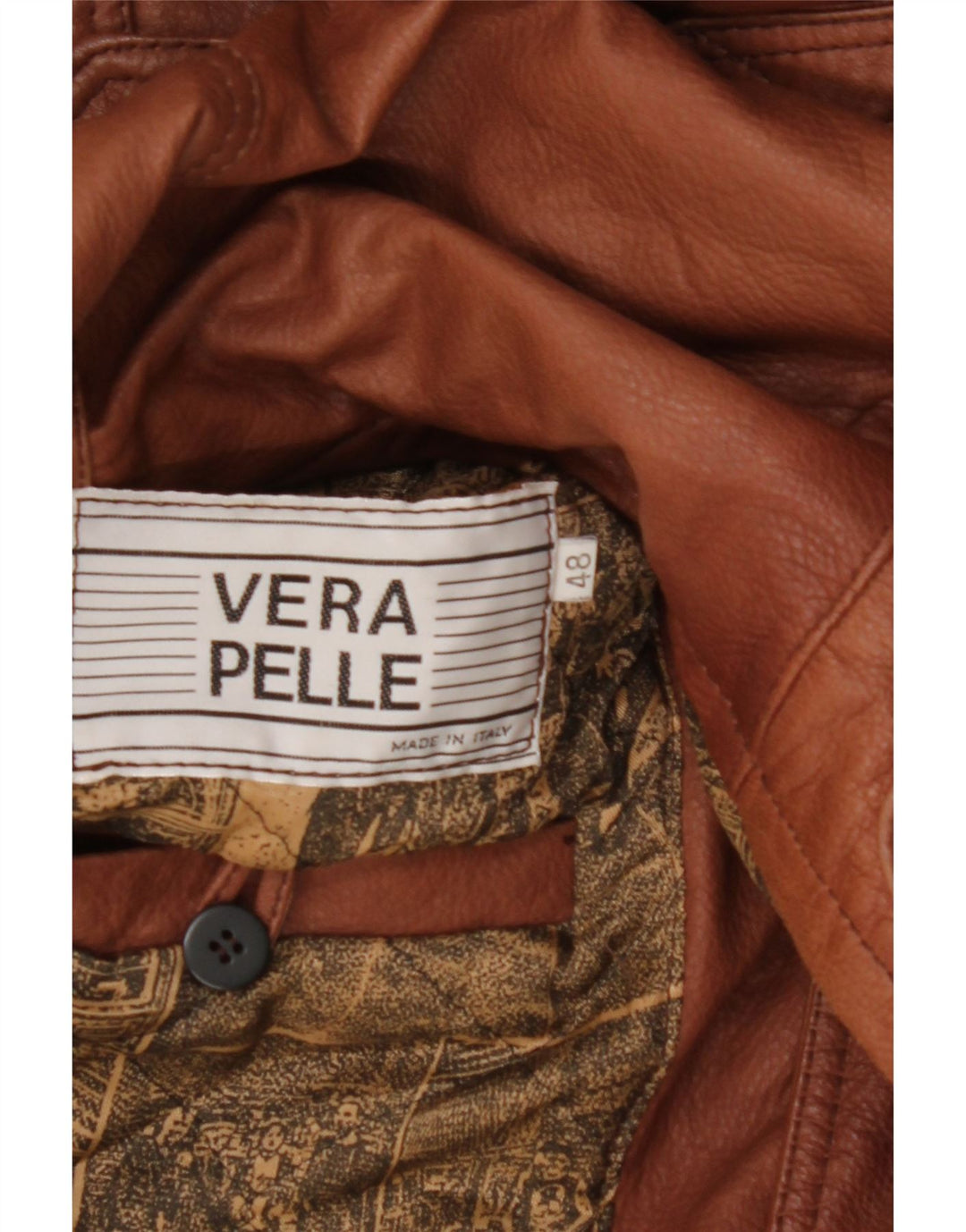 VINTAGE muški kožni kaput s kapuljačom IT 48 Srednje smeđa koža