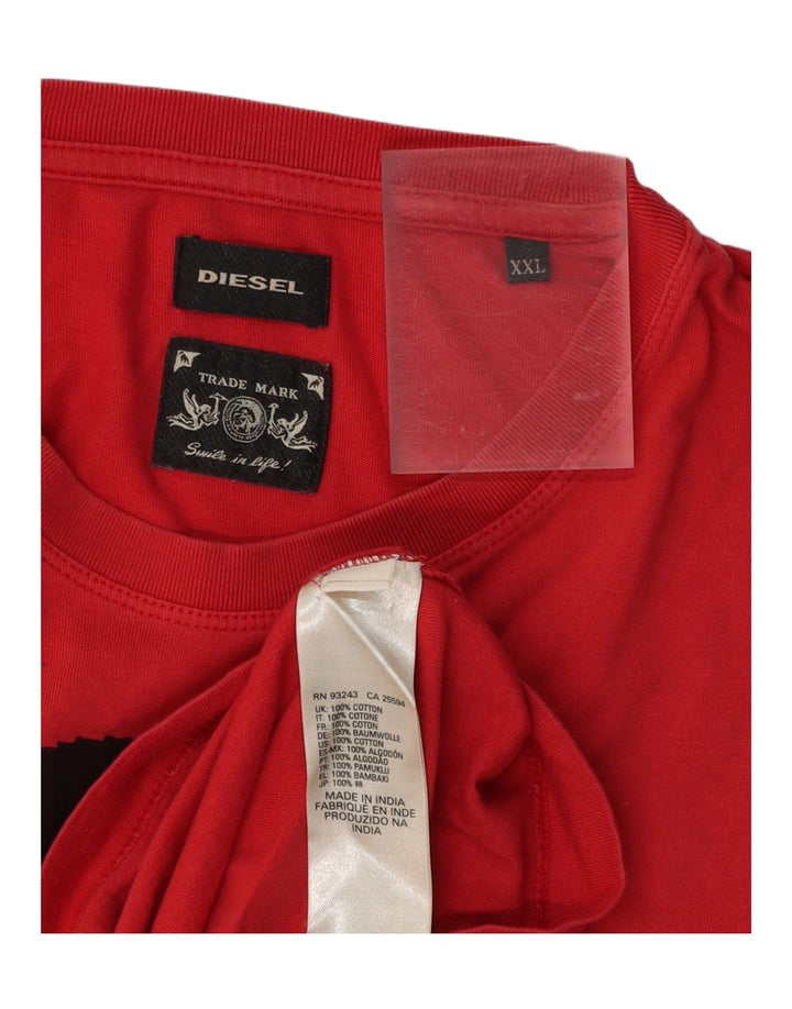 DIESEL Muška majica kratkih rukava s grafičkim motivima 2XL, crveni pamuk