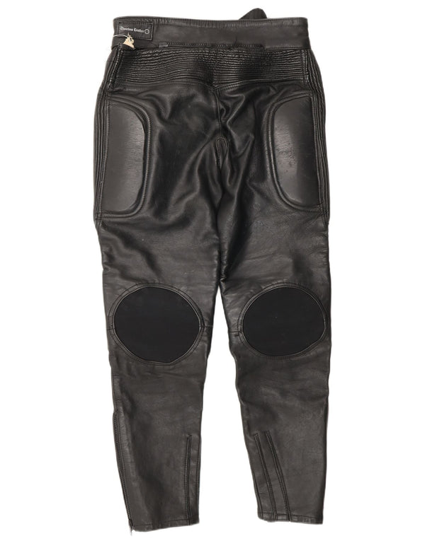 VINTAGE Mens Biker Leather Trousers W32 L23 Black