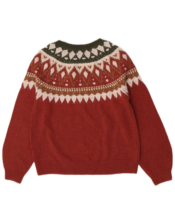 Fat Face ženski džemper s okruglim izrezom UK 14 Large Red Fair Isle Cotton