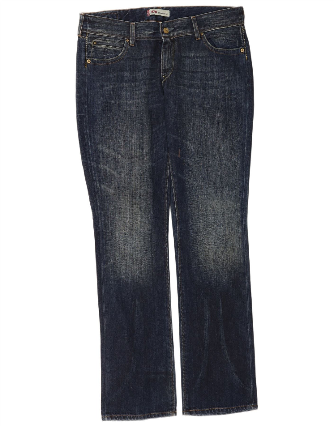 Ravne traperice Levi's 470 W33 L34 tamnoplavi pamuk
