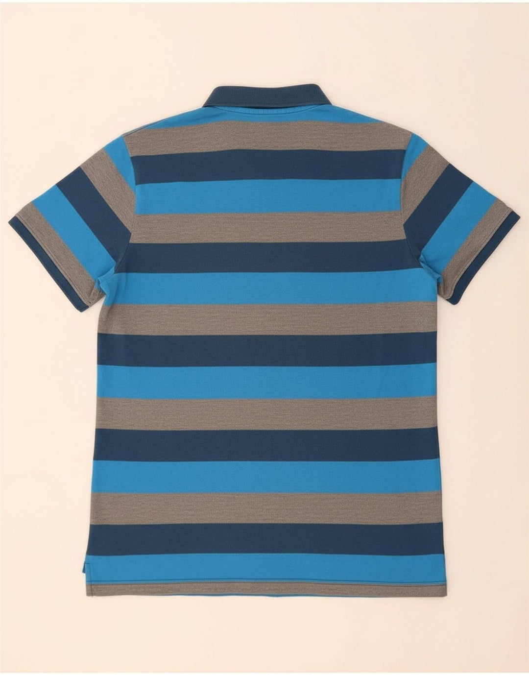 PUMA Mens Polo Shirt Large Blue Striped Cotton