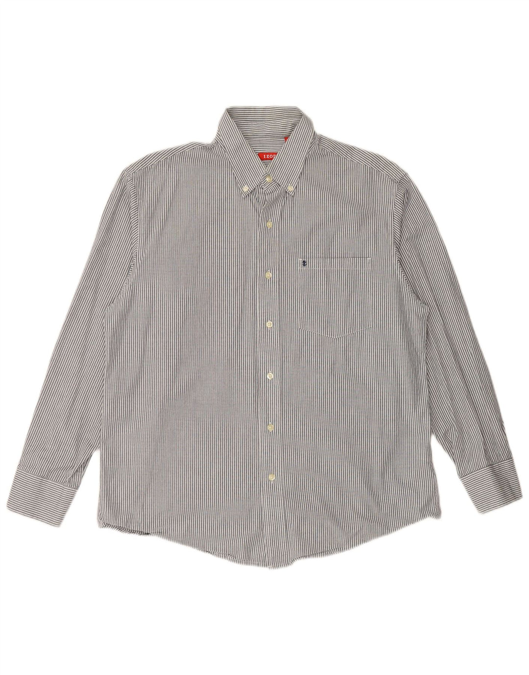 IZOD Mens Shirt Large White Check Cotton