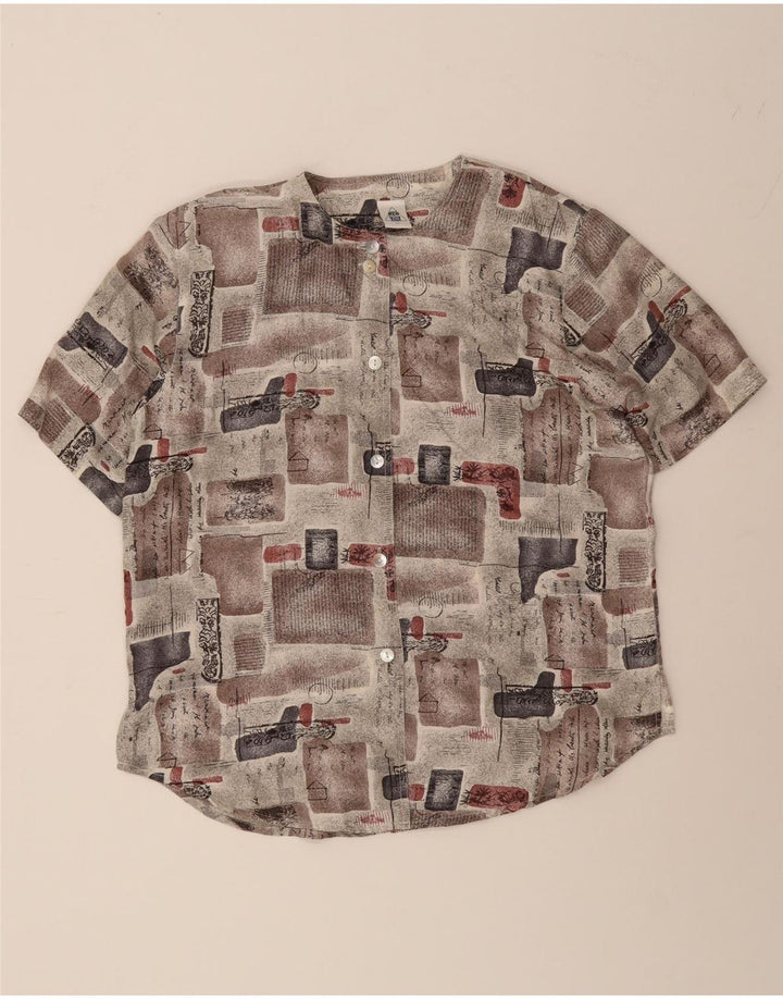 NEW FAST Womens Short Sleeve Shirt Blouse EU 40 Medium Beige Patchwork Vintage New Fast and Second-Hand New Fast from Messina Hembry 