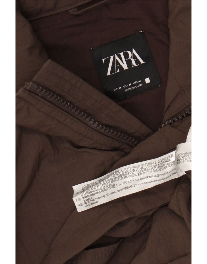 Zara muška pomoćna jakna s kapuljačom UK 38 srednje smeđi najlon