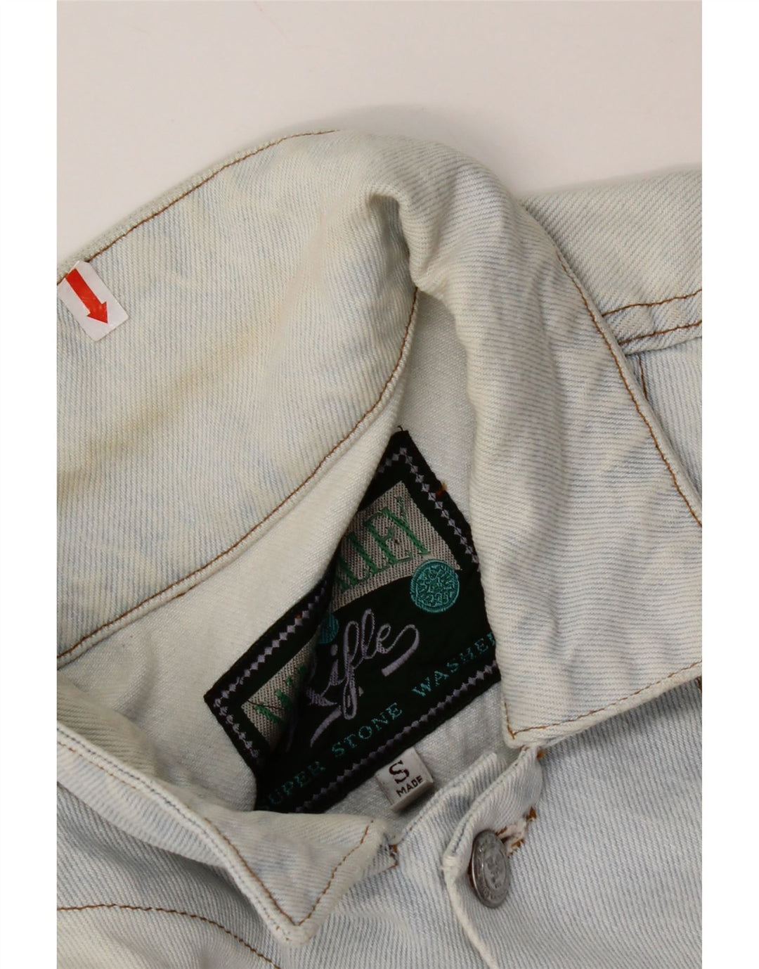 RIFLE Ženska crop prevelika traper jakna UK 10 Small Blue Cotton