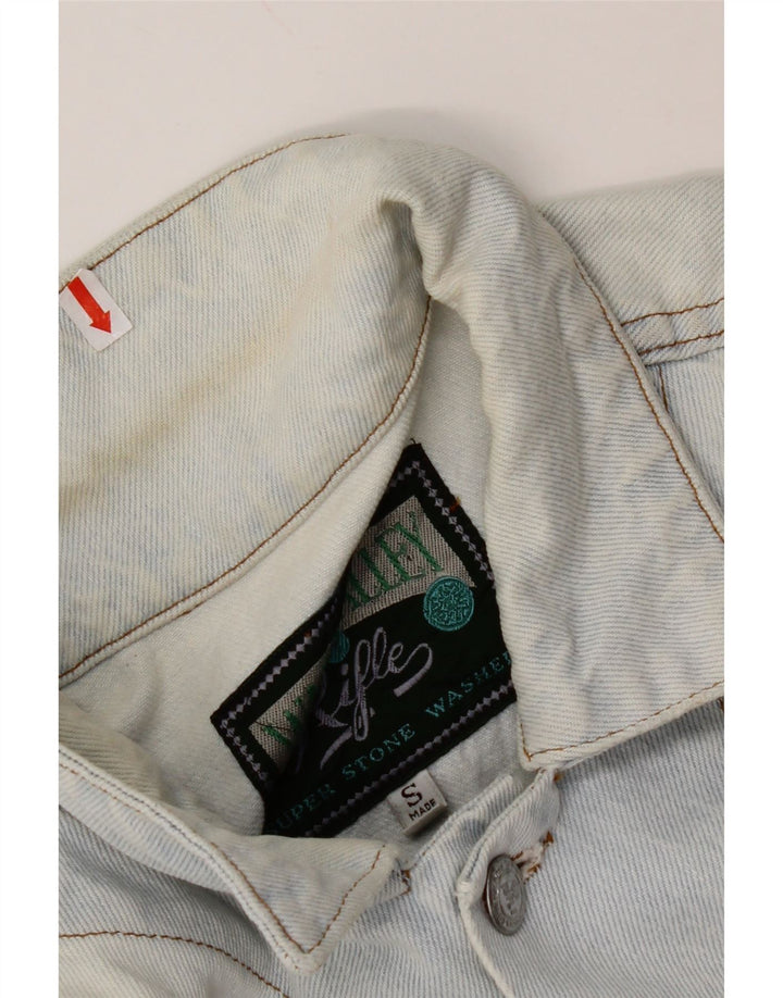 RIFLE Ženska crop prevelika traper jakna UK 10 Small Blue Cotton