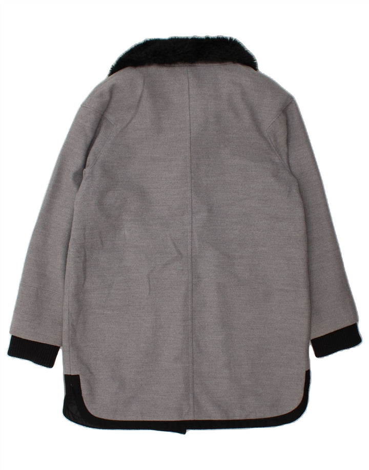 MARKS & SPENCER Womens Overcoat UK 14  Large Grey Polyester Vintage Marks & Spencer and Second-Hand Marks & Spencer from Messina Hembry 