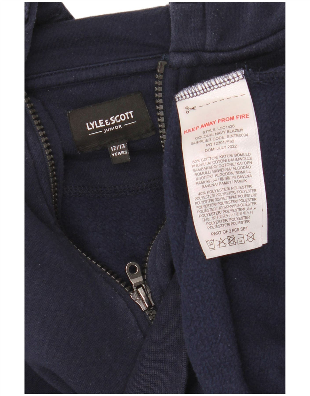 LYLE & SCOTT majica s kapuljačom s patentnim izrezom za dječake 12-13 godina, tamnoplavi pamuk