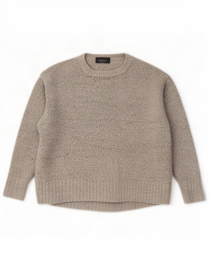 Zara ženski pulover s okruglim izrezom UK 10 Small Grey Flected