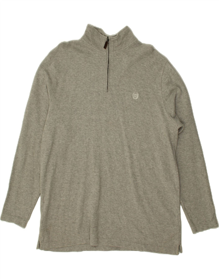 CHAPS Mens Zip Neck Top Long Sleeve Large Grey Cotton Vintage Chaps and Second-Hand Chaps from Messina Hembry 