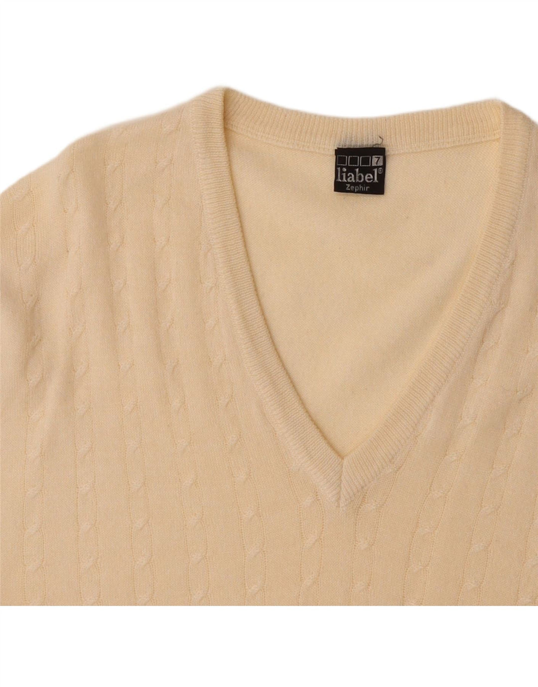 VINTAGE Mens V-Neck Jumper Sweater Large Off White