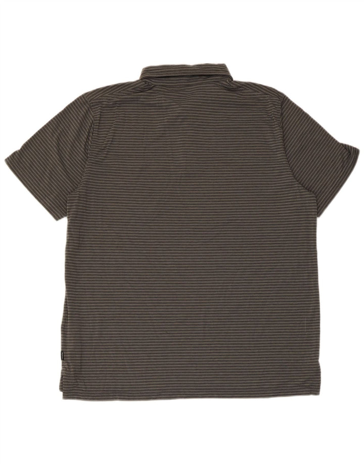 ROHAN Mens Polo Shirt Large Grey Striped Polyester