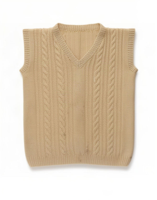 Vintage Womens Vest Tank Top UK 12 Medium Beige